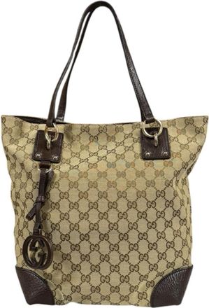 Gucci Beige Brown Gg Canvas Tote Bag (Pre-Owned)
