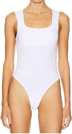 Free People Luna Square Neck Bodysuit In Optic White