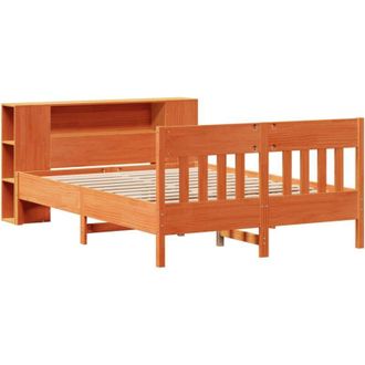 vidaXL Bookcase Bed without Mattress Wax Brown 120x190 cm Small Double Solid Wood Pine Vidaxl