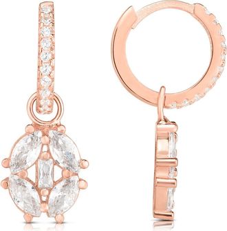 Sphera Milano Cubic Zirconia Drop Huggie Hoop Earrings in Rose Gold at Nordstrom Rack