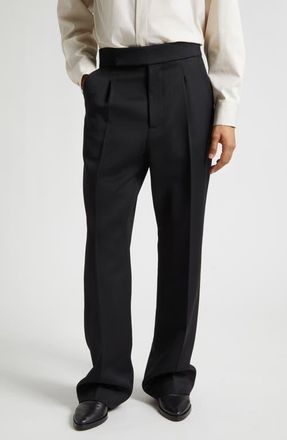 Fear of God 70s Pleated Virgin Wool Satin Trousers in Black Black at Nordstrom, Size 32 Us