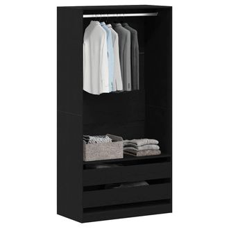 Berkfield Home Modern Black Oak Wardrobe - 100 x 50 x 200 cm - Made from Enginee