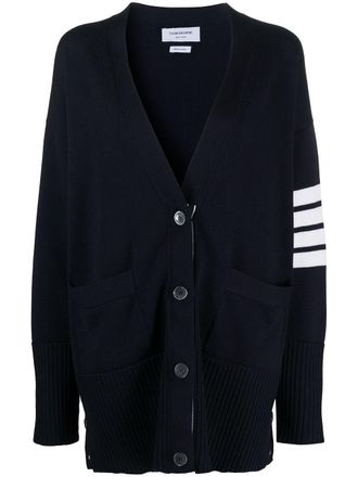 Thom Browne oversized 4-Bar stripe cardigan - women - Merino - 40 - Blue