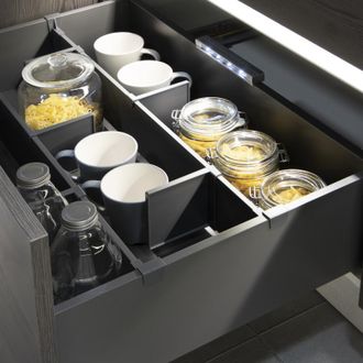 Emuca Kit De Accesorios Divisores Para Interior De Cajones Vertex-concept, Ancho 600mm, Aluminio Y Pl&aacute;stico, Gris Antracita - Emuca