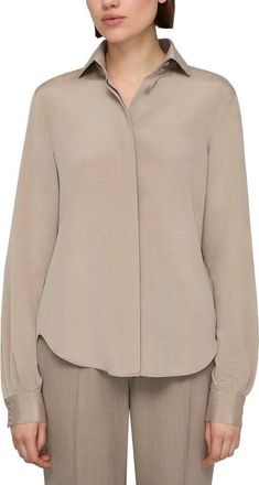 Lafayette 148 New York Petite Hidden Button Silk-Blend Blouse