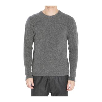 Roberto Collina Truien & Vesten, Heren, Grijs, S, Polyester, Klassieke Gebreide Trui met Ronde Hals