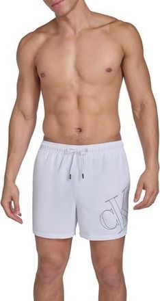 Calvin Klein CK Outline Volley Swim Trunks in White at Nordstrom Rack, Size Xx-Large