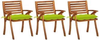 vidaXL Sillas De Comedor Jard&iacute;n Con Cojines 3 Uds Madera Maciza Acacia Vidaxl