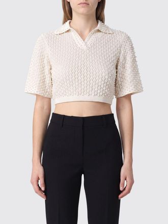 Giuseppe Di Morabito Cropped Crochet Cotton Polo Top