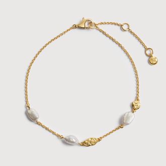Monica Vinader Gold Capri Pearl Station Bracelet Pearl
