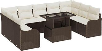 vidaXL Vidaxl - Conjunto de sofá de jardín 10 pcs Marrón 100 x 55 x 73 cm