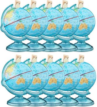 Relaxdays 10x Globe Savings Box, HxWxD: 16.5 x 14 x 14 cm, World Money Box, Piggy Bank, Multicolour