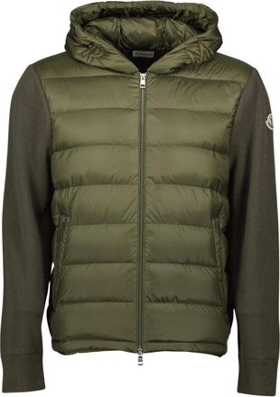 Moncler Gepolsterde Cardigan - Heren - Gewatteerde jassen - Groen - 2XL - Wol - Jassen