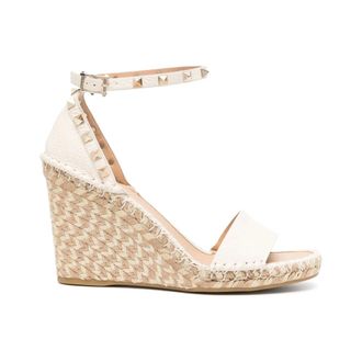 Valentino Garavani Wedges, female, Beige, 7 UK, Rockstud Wedge Espadrille