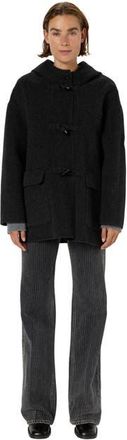 Gerard Darel Malina Hooded Wool Coat in Charcoal at Nordstrom, Size Large