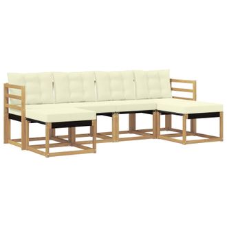 vidaXL Conjunto De Sof&aacute;s De Exterior Con Coj&iacute;n 6 Pcs Blanco Y Crema Vidaxl