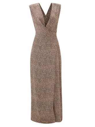 Raey Abstract-print Sleeveless Silk Wrap Dress - Womens - Beige Multi - 4 UK