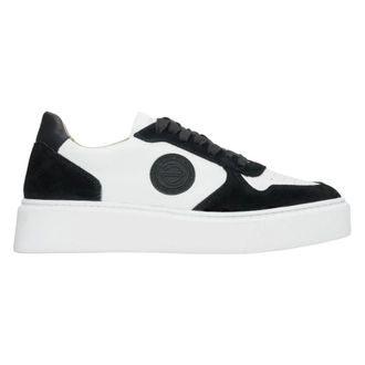 Estro & Luminara Black & White Leather & Velour Trainers - female - Estro - Sneakers - White - 7 UK - Shoes