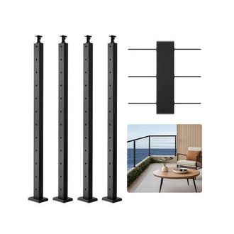OEM Poste De Barandilla De Cable, 4 Pcs Postes De Barandilla 106,7 X 2,5 X 5 Cm Poste De Riel De Cable De Acero Inoxidable Sus304 Con Soporte Horizontal Y