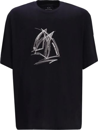 A|X Armani Exchange sailboat-print T-shirt - men - Cotton - S - Black