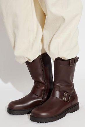 Birkenstock Leather Ankle Boots Highwood Mid Wire Buckle, Womens, Brown