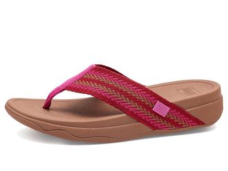 FitFlop Surfa Stripe-Webbing Toe-Post Sandals Womens Wedge Shoes Fuchsia Rush Mix : 10 M (B), Synthetic