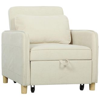 HOMCOM Sof&aacute; cama individual 74x85.5x82 cm beige