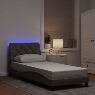vidaXL Vidaxl - Estructura Cama Con Led Sin Colch&oacute;n Tela Taupe 90x200 Cm