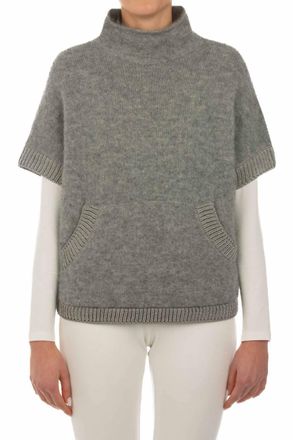 Le Tricot Perugia Lupetto Mock Neck Sweater In Grigio + Silver