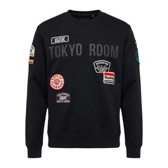 Replay Hoodies & sweatvesten, Heren, Zwart, XL, Katoen, Variante Patches Sweatshirt