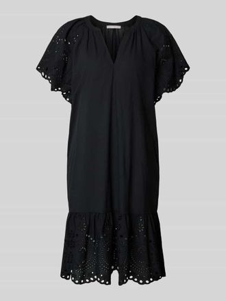 Christian Berg Relaxed Fit Minikleid mit floraler Lochstickerei in Black, Gr&ouml;&szlig;e 34