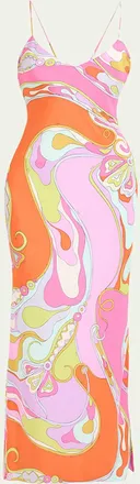 Pucci Orchidee Silk Crepe De Chine Maxi Dress