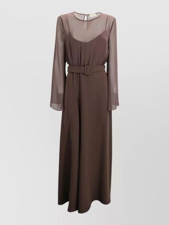 Parosh long dress belt fluid silhouette