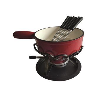 OEM Set De Fondue Liso Rojo 24 Cm Calentador De Hierro Forjado - Dsbrgsaf24 - Tableandcook