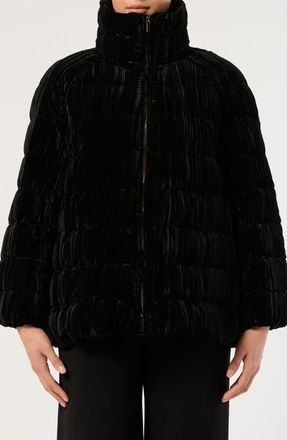 Marina Rinaldi Quilted Velvet Jacket in Black at Nordstrom, Size 18W