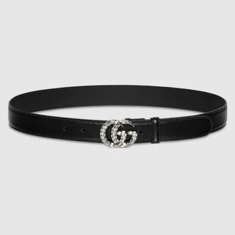 Gucci GG Marmont Thin Belt With Crystals, Size 75