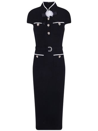 Self Portrait Dress Wool Crepe Midi Aw26.074Mb Black
