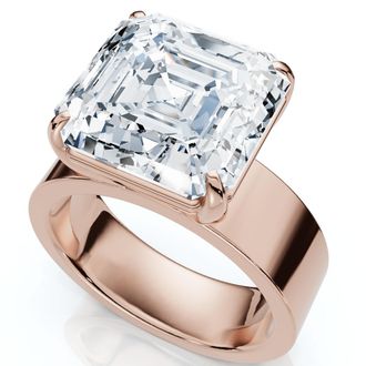 Pompeii3 Certified 8Ct Asscher Cut Cigar Band Solitaire Diamond Engagement Ring Lab Grown
