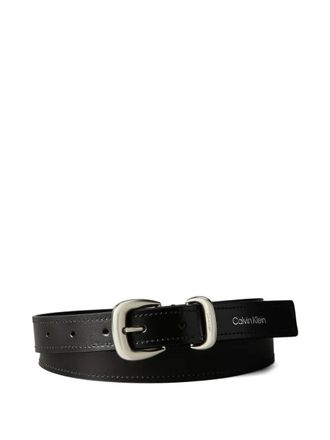 Calvin Klein logo leather belt - women - Calf Leather - 80 - Black
