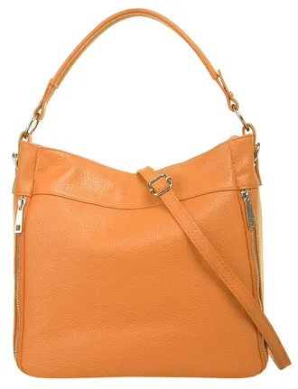 Cluty Henkeltasche CLUTY, Damen, Gr. B/H/T: 35cm x 27cm x 9cm onesize, orange, Leder, unifarben, Taschen Henkeltasche, echt Leder, Made in Italy