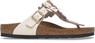 Birkenstock Schoenen, Dames, Roze, 38 EU, Leer, Gizeh Bloemenversiering Normale Pasvorm