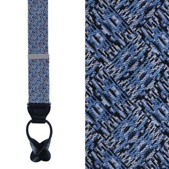 Trafalgar Store Benitos Blue Basket Weave Pattern Silk Novelty Button End Suspenders in Light Blue at Nordstrom