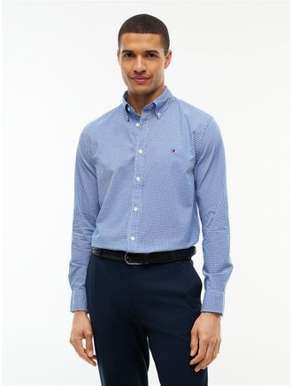 Tommy Hilfiger Mens Regular Fit Gingham Shirt - Ancient Blue - XXL