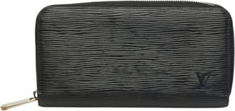 Louis Vuitton Black Leather Long Wallet (Bi-Fold) (Pre-Owned)