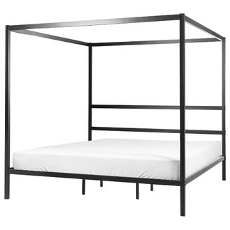 Beliani Beliani - Cama Con Somier De Metal Negro 180 X 200 Cm Contrachapado Marco Dosel Lestards