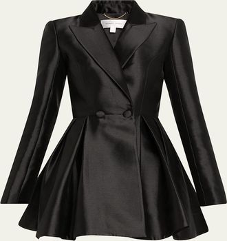 Ronny Kobo Miley Pleated Fit-&-Flare Blazer Mini Dress