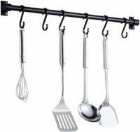 OEM Portautensili Da Cucina A Parete Da 40 Cm - Mensola Da Cucina Con 6 Ganci Rimovibili - Portautensili Da Porta A Parete Per Cucina (nero) - Crezuo