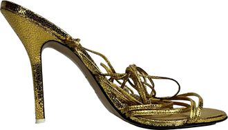 The Attico De Attico Crystal Ball Versierde Sandalen met Straps in Gouden Leer