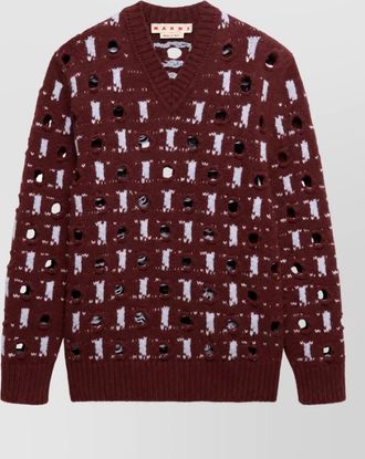 Marni cashmere virgin wool jacquard v neck jumper