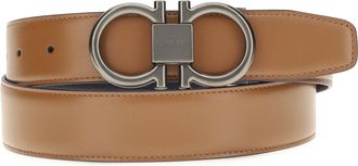 Ferragamo Mens Belt Gancini Leather Brown Calf